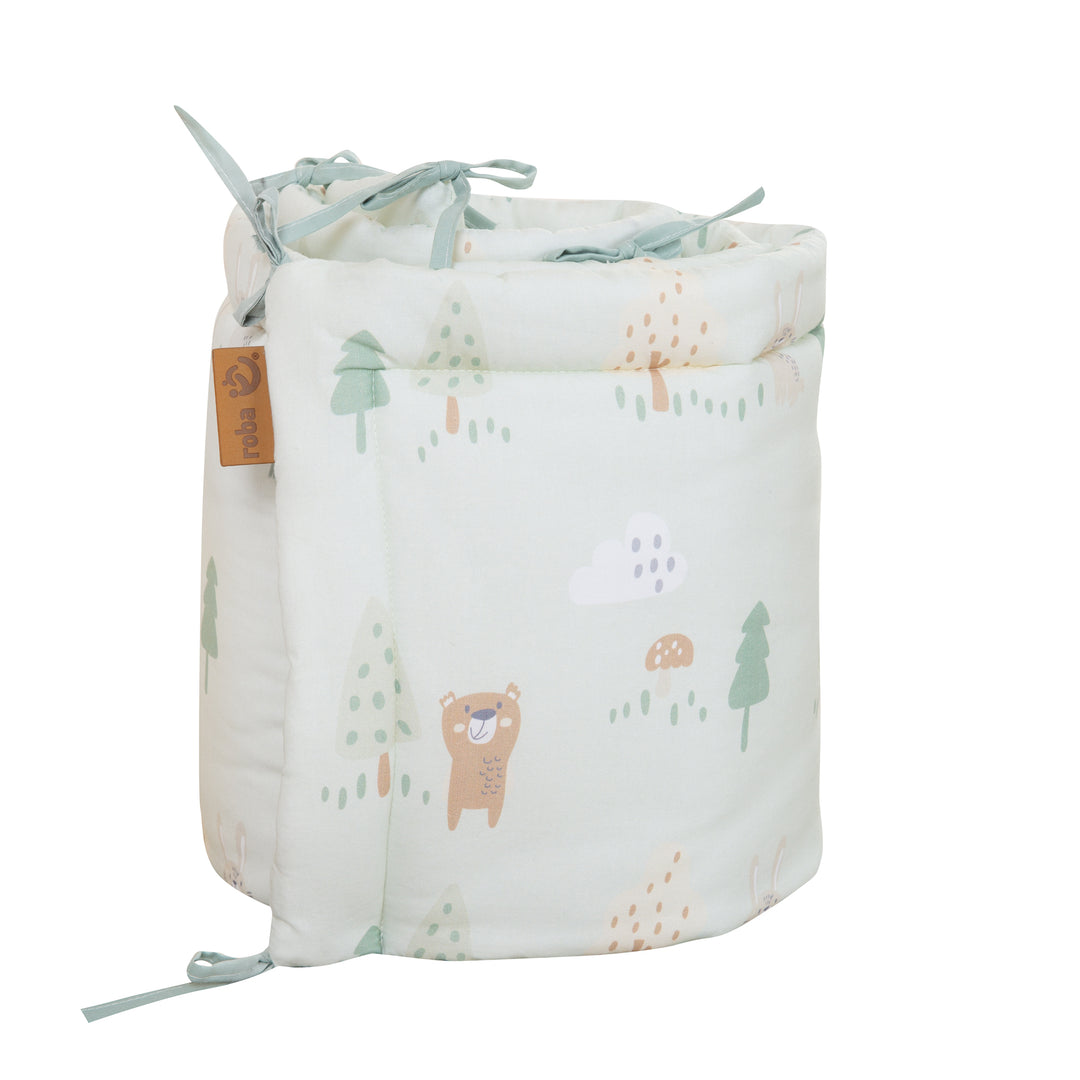 Parure de lit enfant 'Woodland Buddies' 4pièces - Ciel de lit, tour de lit & linge de lit - Vert pastel – Détourage (4/9)