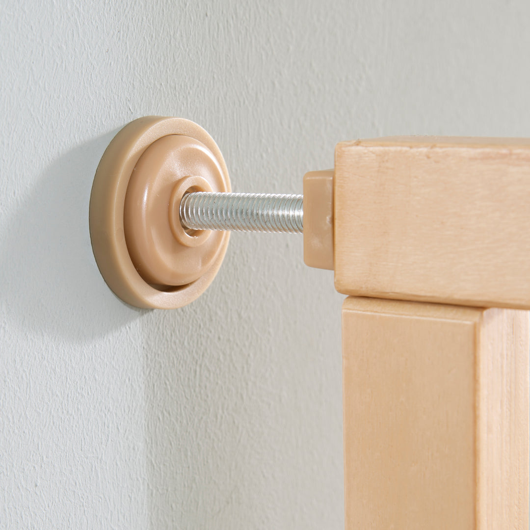 Barrera para puertas para sujeción - Anchura 62 - 105 cm - Barrera para escaleras para niños y mascotas - Natural – Foto de detalle (6/6)