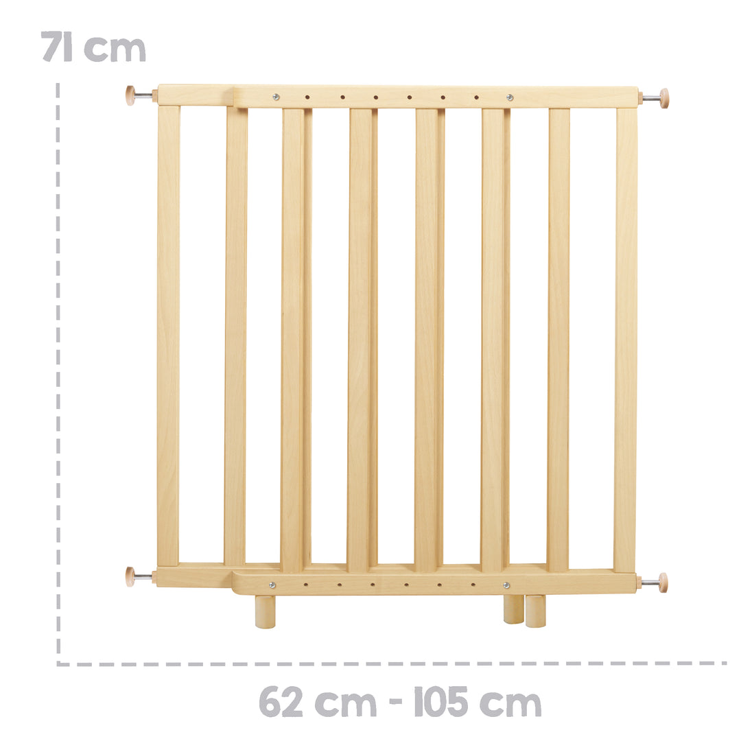 Barrera para puertas para sujeción - Anchura 62 - 105 cm - Barrera para escaleras para niños y mascotas - Natural – Infografía (3/6)
