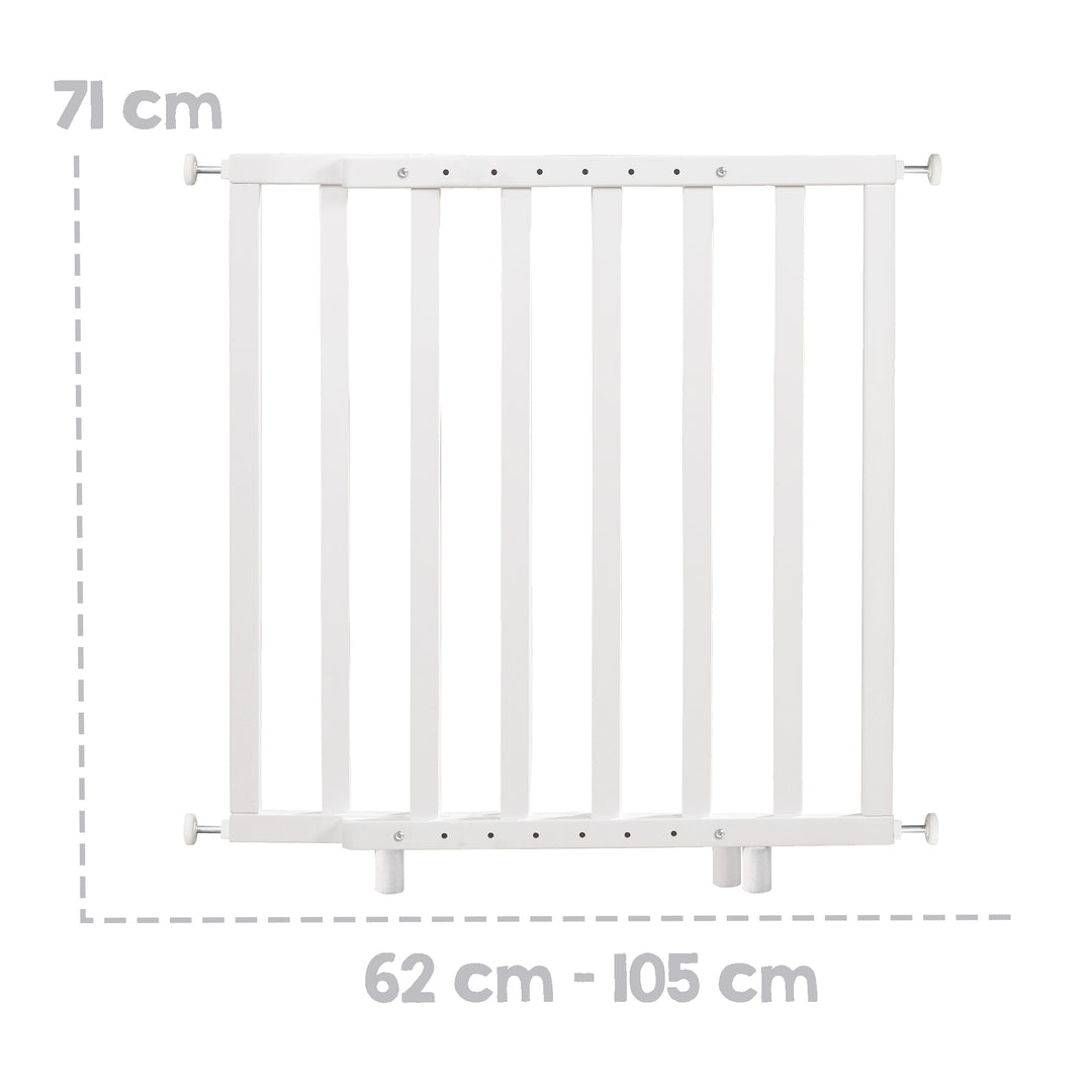 Cancelletto per porte per incastro - Larghezza 62 - 105 cm - Cancelletto per scale per bambini e animali domestici - Bianco – Infografica (7/8)