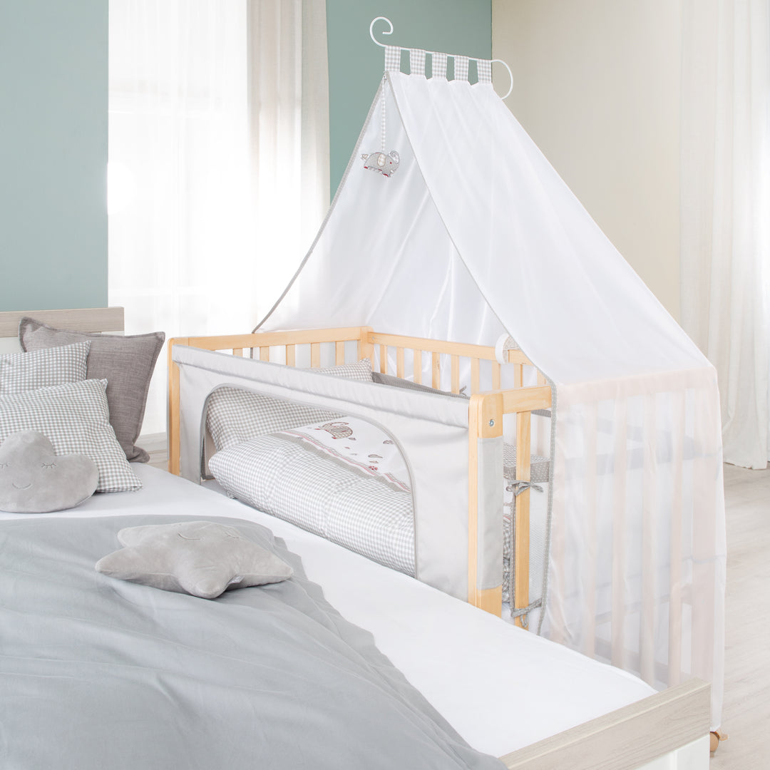 Room bed 'Jumbo twins grigio' 60 x 120 cm + dotazione tessile - Legno naturale – Foto d'ambiente (2/10)