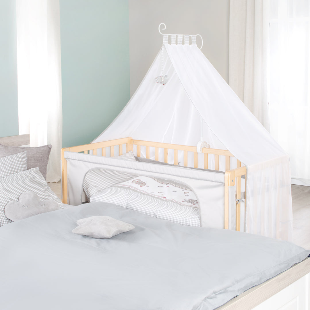 Room bed 'Jumbo twins grigio' 60 x 120 cm + dotazione tessile - Legno naturale – Foto d'ambiente (6/10)