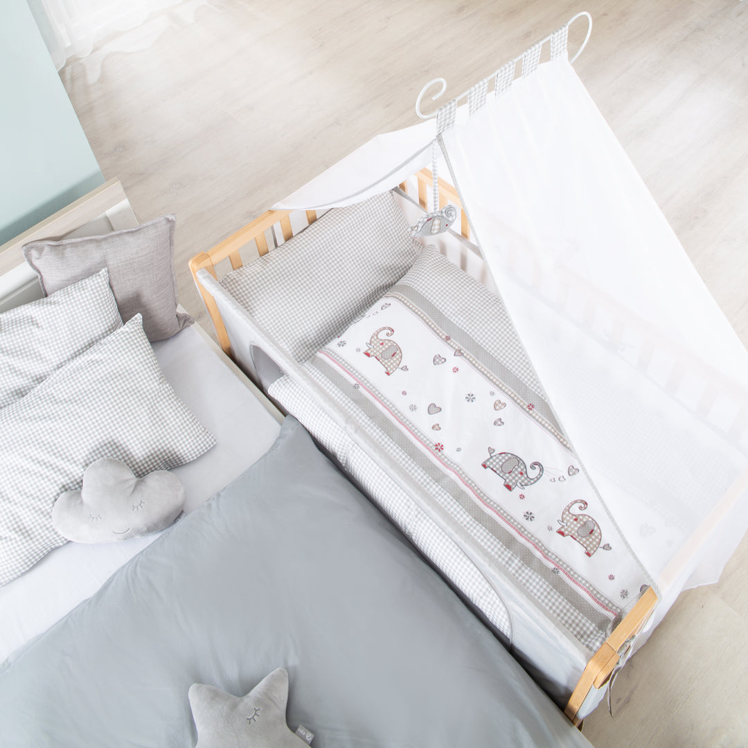 Room bed 'Jumbo twins grigio' 60 x 120 cm + dotazione tessile - Legno naturale – Foto d'ambiente (7/10)