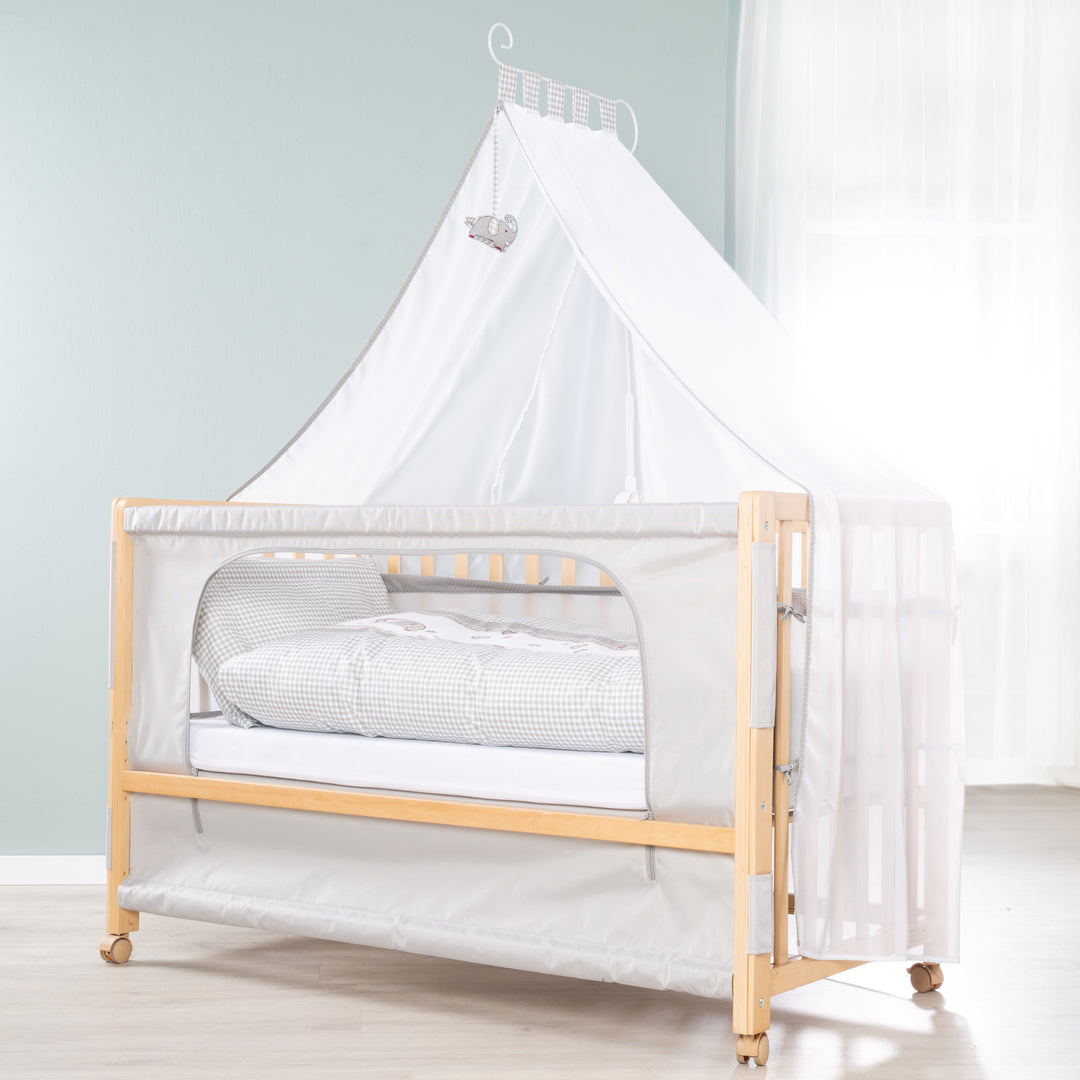 Room bed 'Jumbo twins grigio' 60 x 120 cm + dotazione tessile - Legno naturale – Foto d'ambiente (4/10)