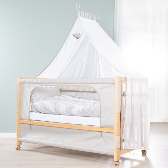 Room bed 'Jumbo twins grigio' 60 x 120 cm + dotazione tessile - Legno naturale – Foto d'ambiente (4/10)