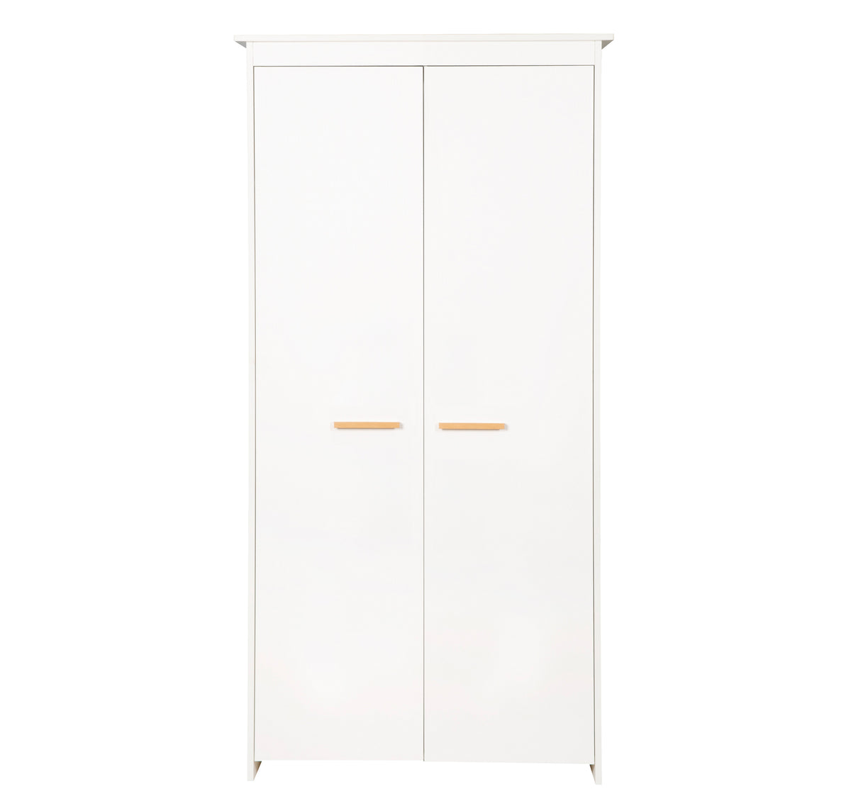 Wardrobe 'Lilo' 2-Door with Solid Wood Handles - Wood White Lacquered – Cutout (1/7)
