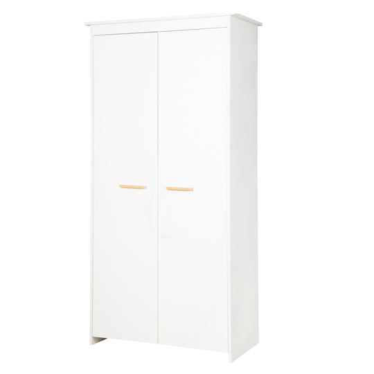 Wardrobe 'Lilo' 2-Door with Solid Wood Handles - Wood White Lacquered – Cutout (7/7)