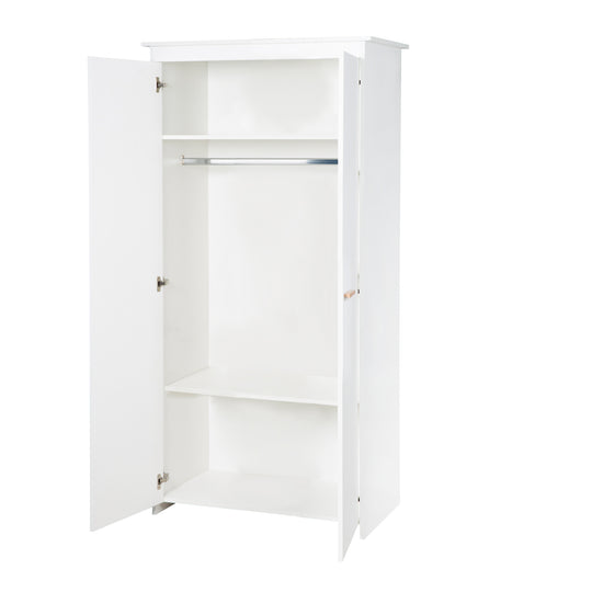 Wardrobe 'Lilo' 2-Door with Solid Wood Handles - Wood White Lacquered – Cutout (5/7)