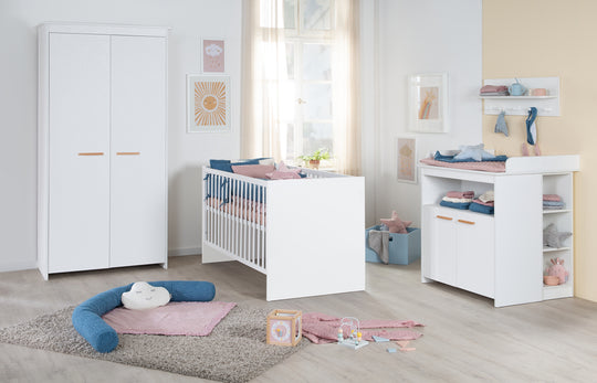 Wardrobe 'Lilo' 2-Door with Solid Wood Handles - Wood White Lacquered – Lifestyle Image (6/7)