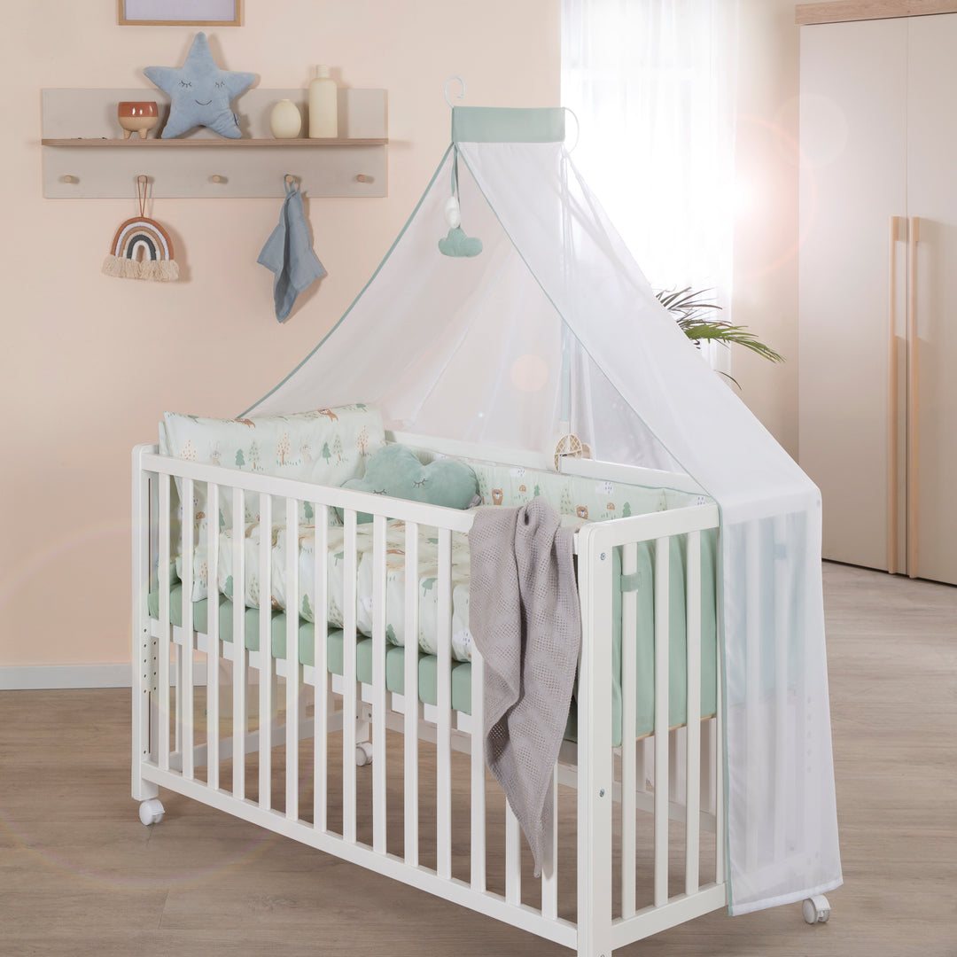 Room bed 60 x 120 cm 'Woodland Buddies' incl. équipement textile - Blanc / vert pastel – Photo d'ambiance (3/12)