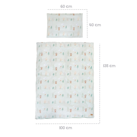 Room bed 60 x 120 cm 'Woodland Buddies' incl. équipement textile - Blanc / vert pastel – Détourage (12/12)