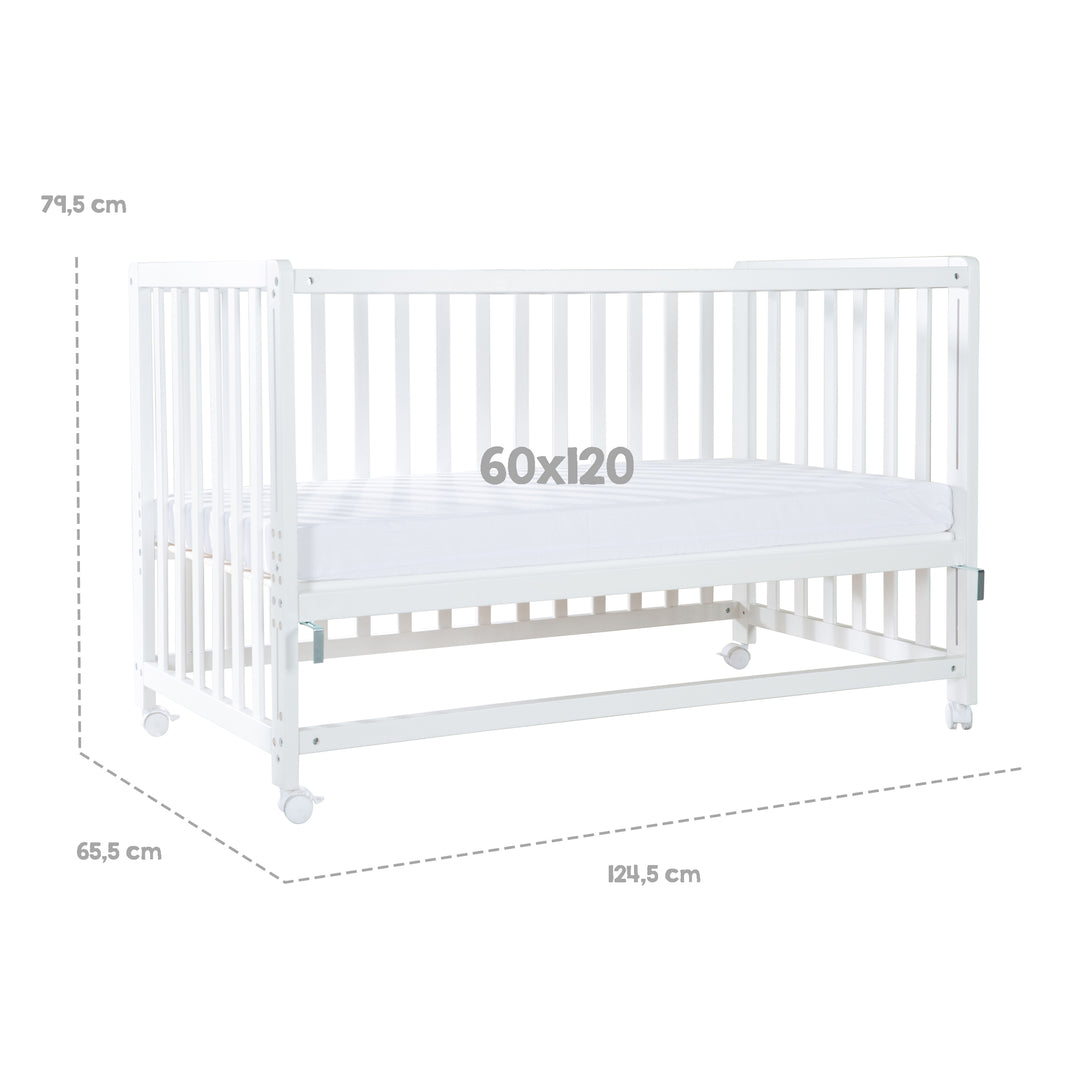 Room bed 'Jumbo twins grigio' 60 x 120 cm + dotazione tessile - Legno naturale – Infografica (10/10)