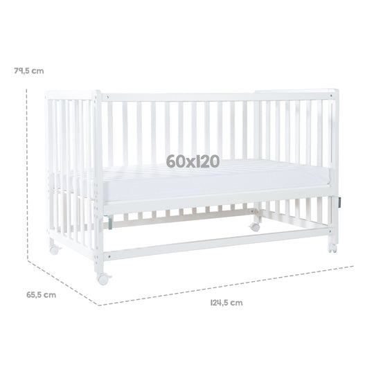 Room bed 'Jumbo twins grigio' 60 x 120 cm + dotazione tessile - Legno naturale – Infografica (10/10)