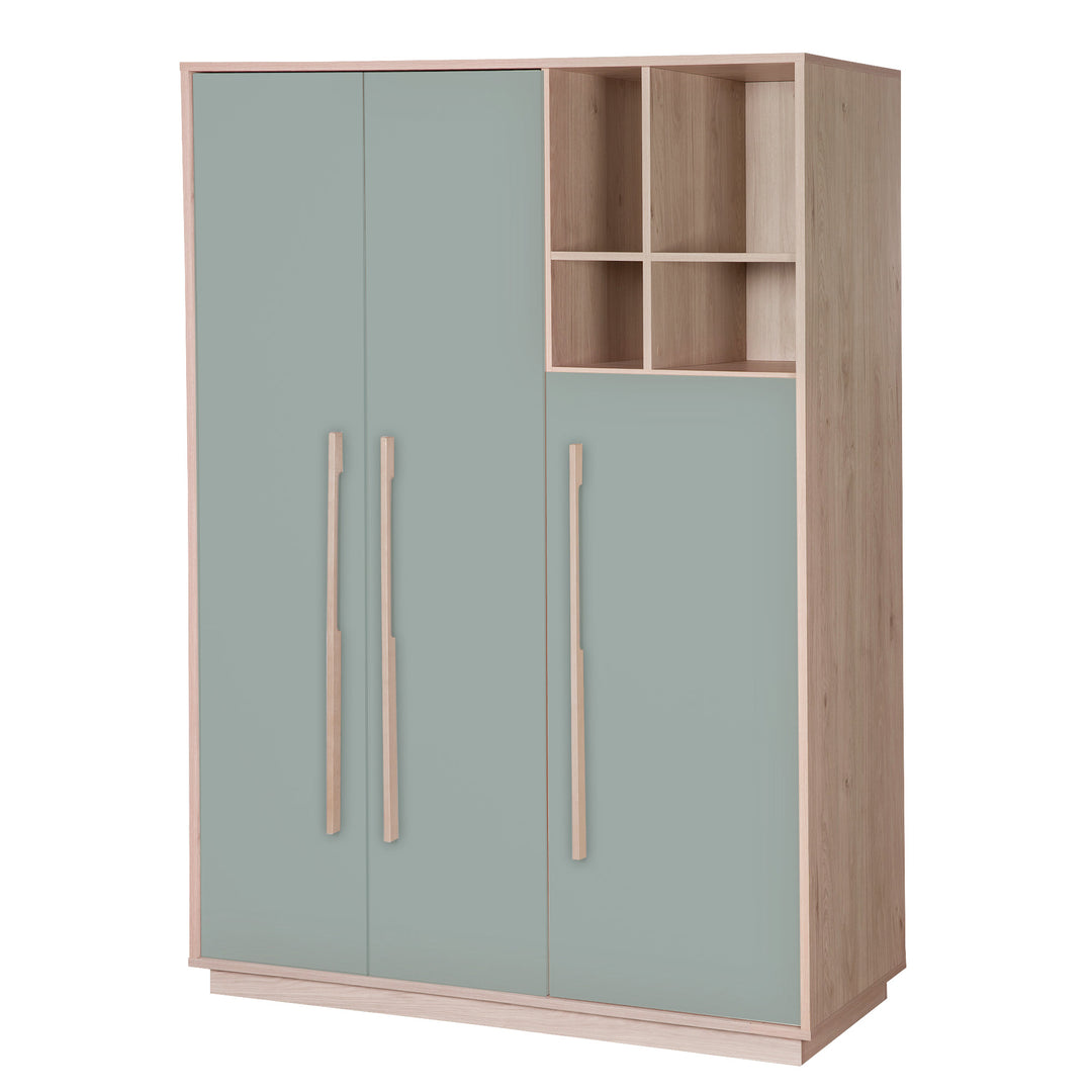 Kleiderschrank 'Selva' 3-türig mit offenem Fach - Soft-Close - Reed Green / Virginia Chestnut – Freisteller (1/8)