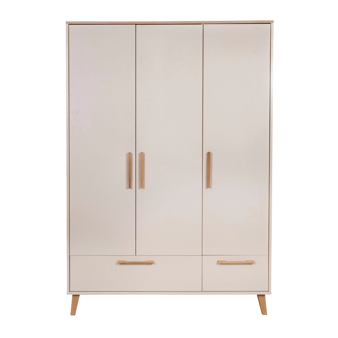 Kleiderschrank 'Jil' 3-türig mit 2 Schubladen - Cashmere / Chestnut – Freisteller (1/10)