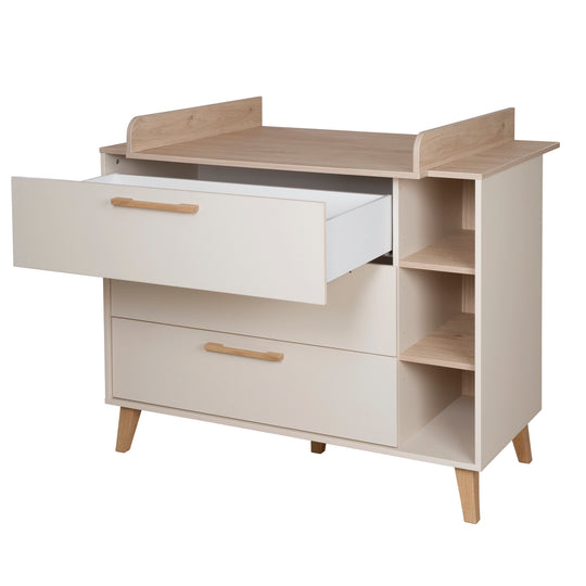 Changing Table 'Jil' with Drawers - Removable Changing Top Attachment - Cashmere / Chestnut – Cutout (10/13)