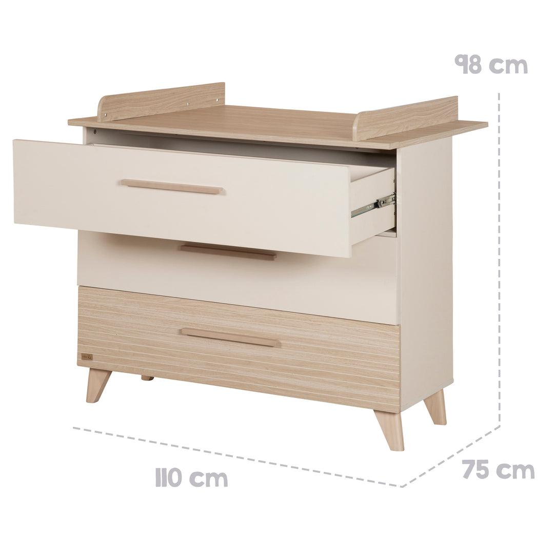 Wickelkommode 'Sidney' inkl. abnehmbarem Wickelaufsatz - Cashmere / Eichen Dekor – Infografik (11/11)