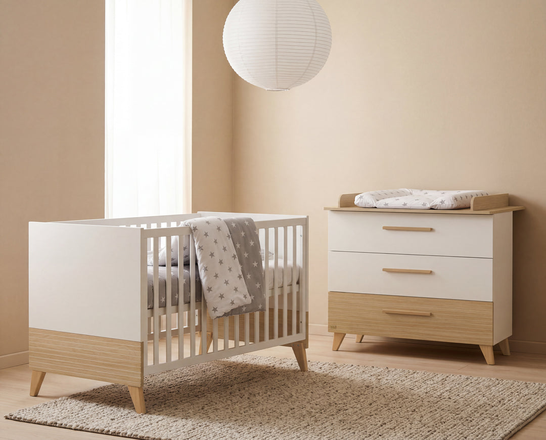 Cómoda cambiador 'Theo' con cajones - Convertible - Blanco / roble – Foto ambientada (8/25)