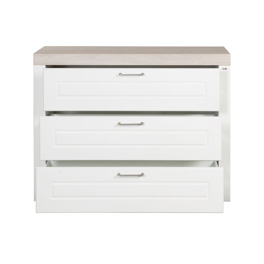Cassettiera 'Felicia' con 3 cassetti - Maniglie in metallo - Bianco / decoro legno – Ritaglio (5/7)