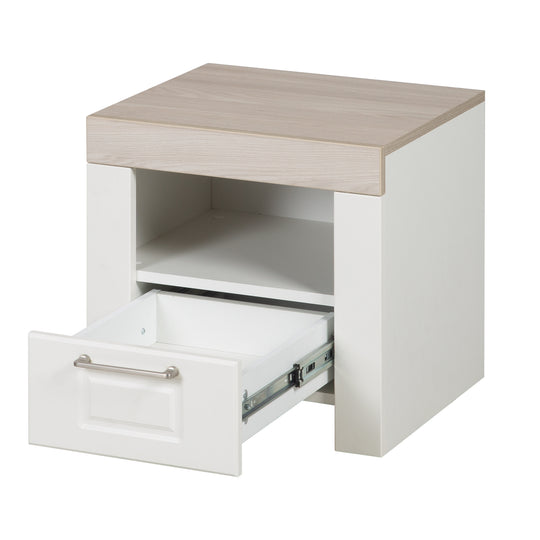 Comodino 'Felicia' con cassetto & aperto scomparto - Bianco / luna elm – Ritaglio (3/5)