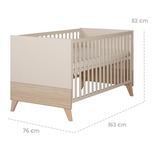 Kombi-Kinderbett 'Sidney' 70 x 140 cm - Höhenverstellbar - Cashmere / Eichen Dekor – Infografik (9/10)