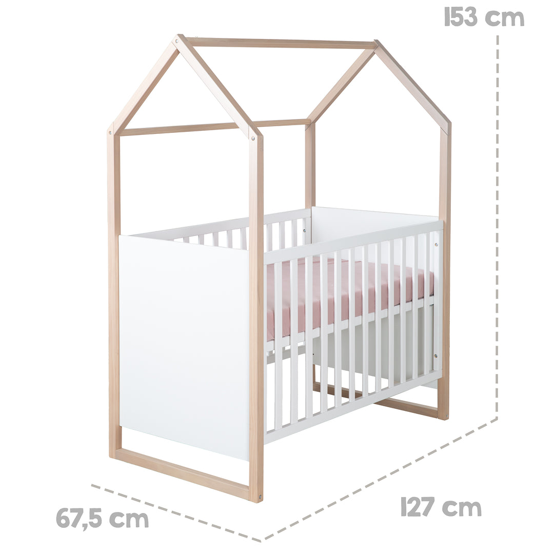 2in1 lit cododo cabane / noah - 60 x 120 cm - Bois naturel + blanc – Infographie (7/7)
