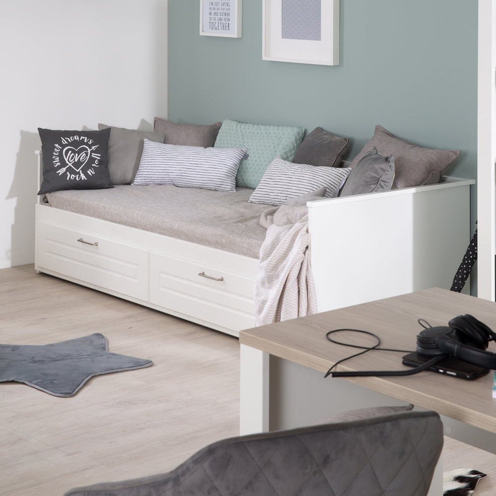 Tages- & Jugendbett 'Felicia' 90 x 200 cm - Zum Doppelbett ausziehbar 180 x 200 cm – Milieubild (2/8)