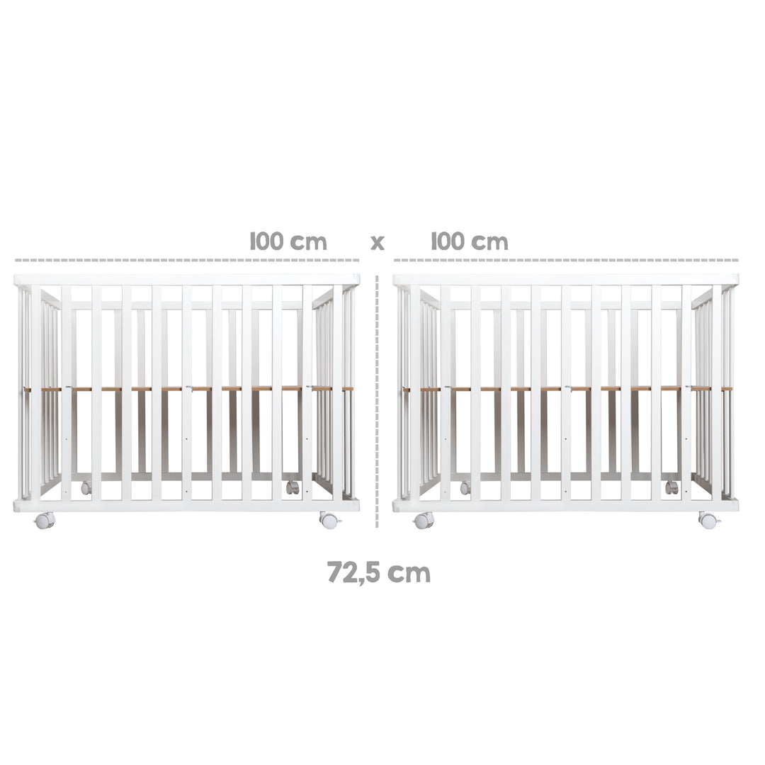 Box 'Little Stars', 100 x 100 cm, sicuro box incl. inserto protettivo & rotelle, bianco – Infografica (5/8)