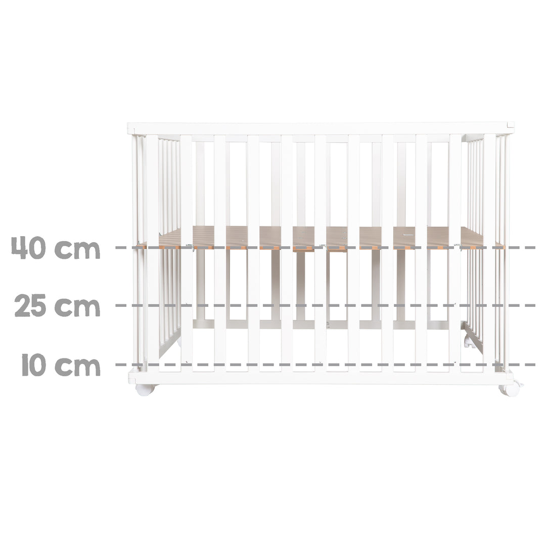 Box 'Little Stars', 100 x 100 cm, sicuro box incl. inserto protettivo & rotelle, bianco – Infografica (8/8)