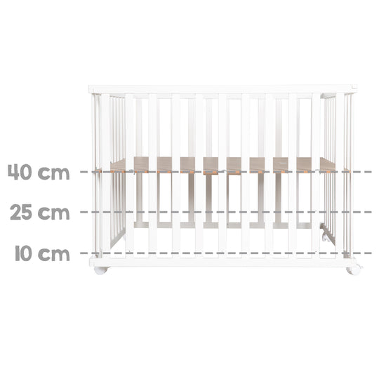 Box 'Little Stars', 100 x 100 cm, sicuro box incl. inserto protettivo & rotelle, bianco – Infografica (8/8)