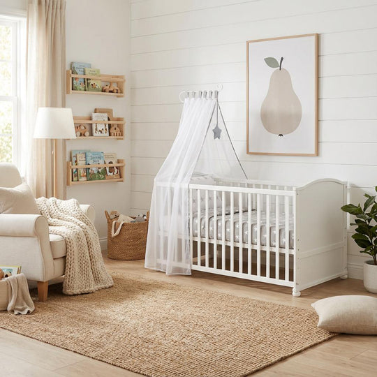 Complete Bed Set 'Little Stars', 70 x 140 cm, Convertible, incl. Bedding, Canopy, Nest Bumper & Mattress – Infographic (2/22)