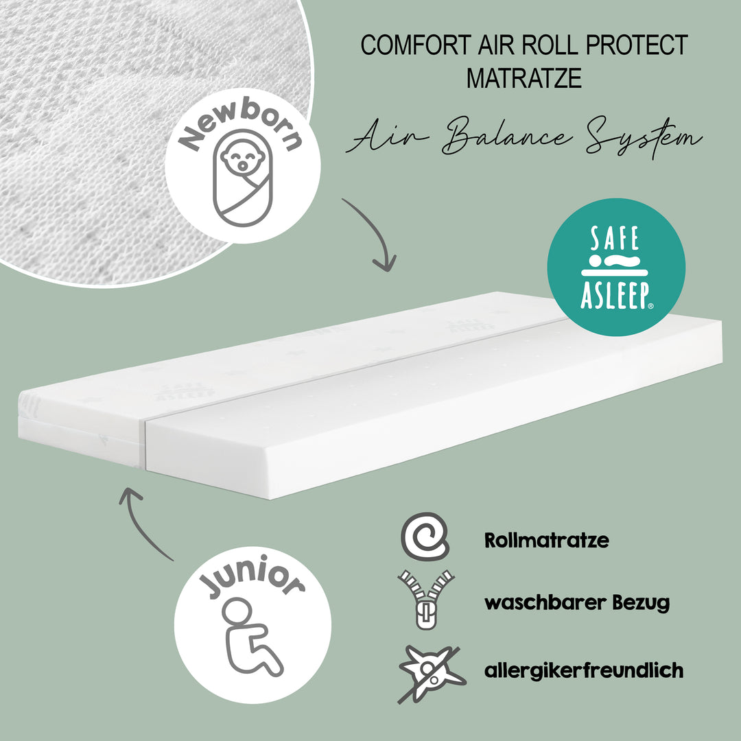 Complete Bed Set 'Little Stars', 70 x 140 cm, Convertible, incl. Bedding, Canopy, Nest Bumper & Mattress – Infographic (20/22)