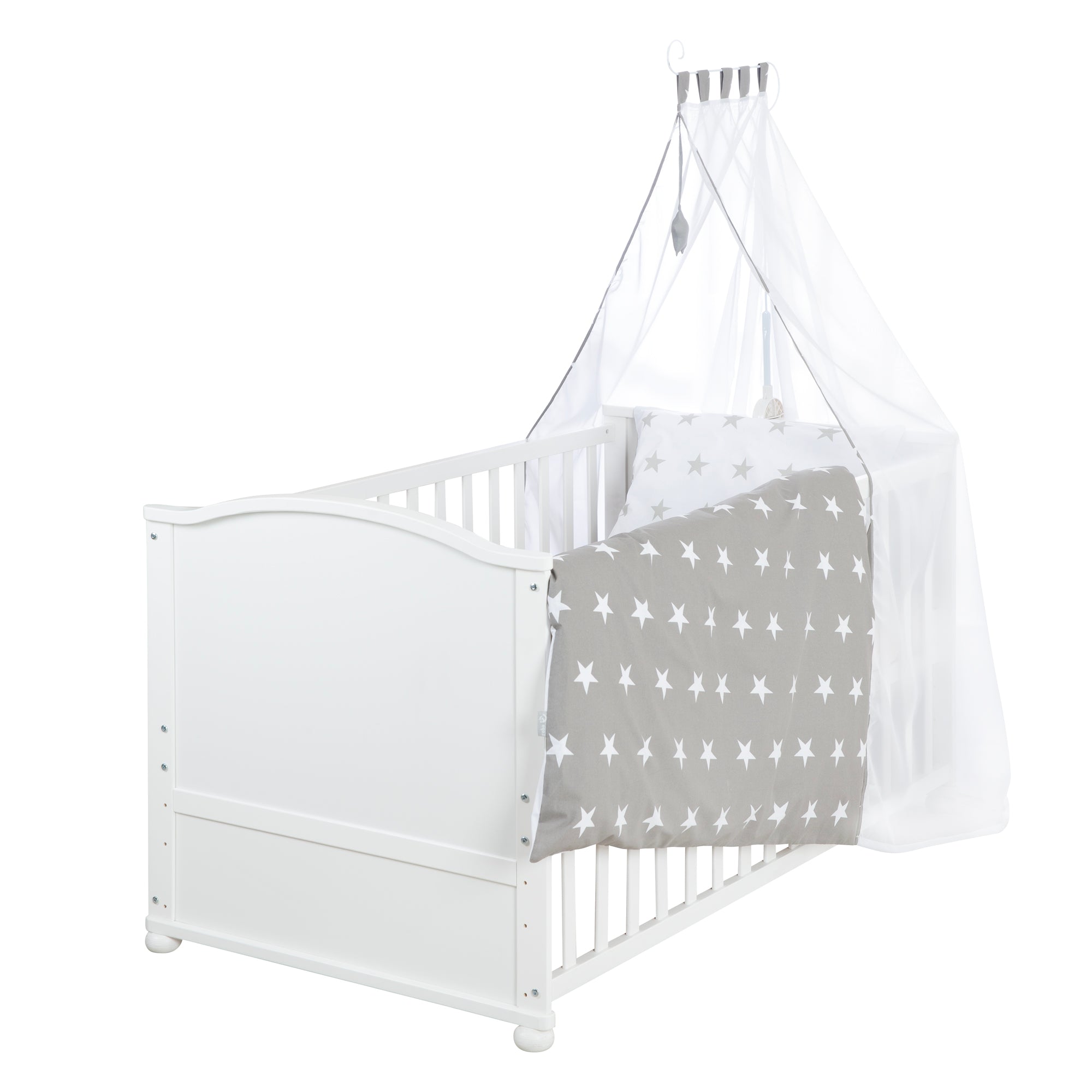 Complete Bed Set 'Little Stars', 70 x 140 cm, Convertible, incl. Bedding, Canopy, Nest Bumper & Mattress – Cutout (1/22)