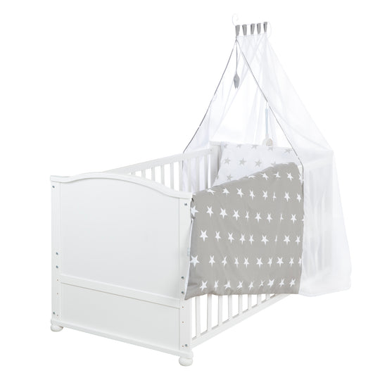 Complete Bed Set 'Little Stars', 70 x 140 cm, Convertible, incl. Bedding, Canopy, Nest Bumper & Mattress – Cutout (1/22)