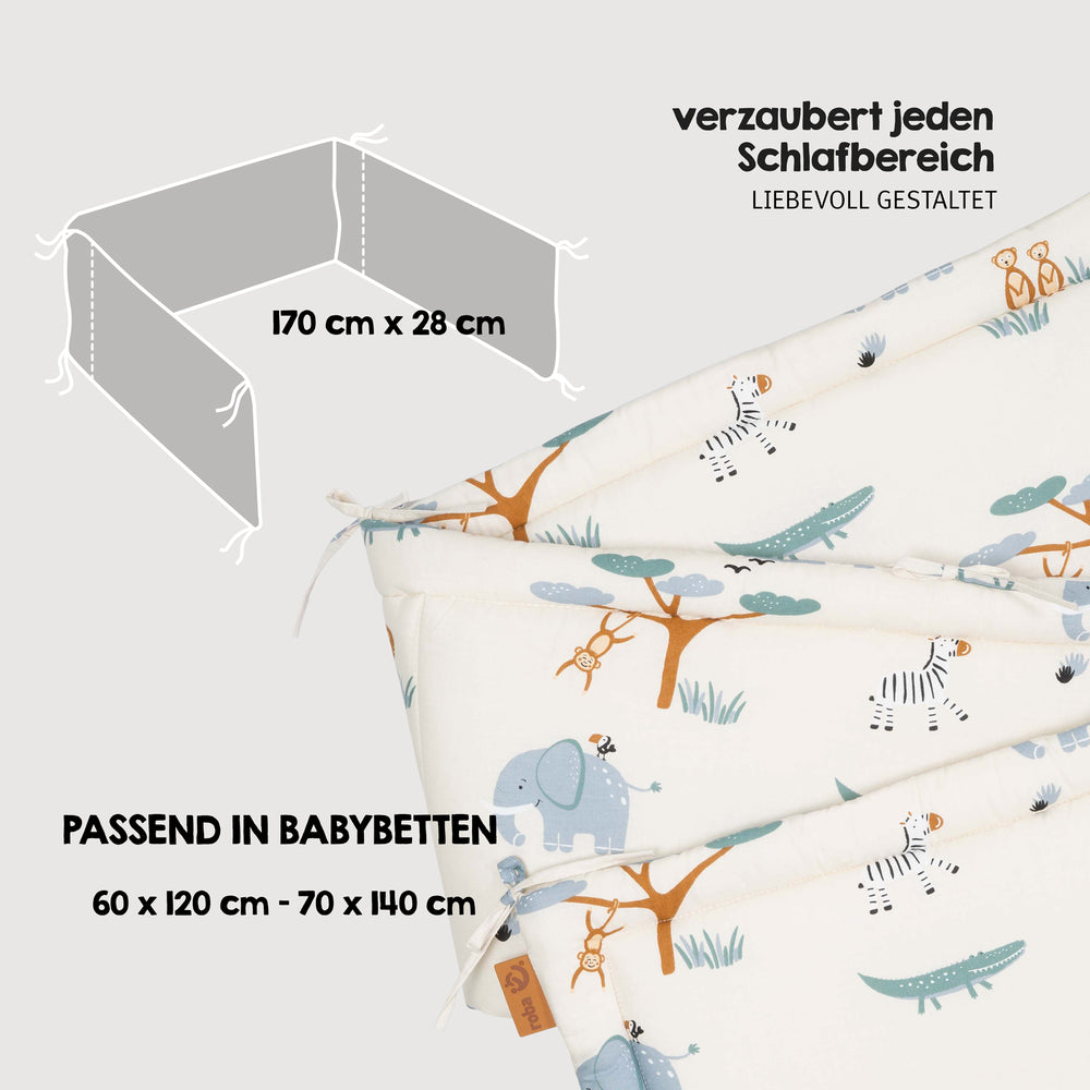 Nestchen 'Savanna Friends' - Für Babybetten 60 x 120 bis 70 x 140 cm - Beige / Mehrfarbig – Produktbild (2/5)
