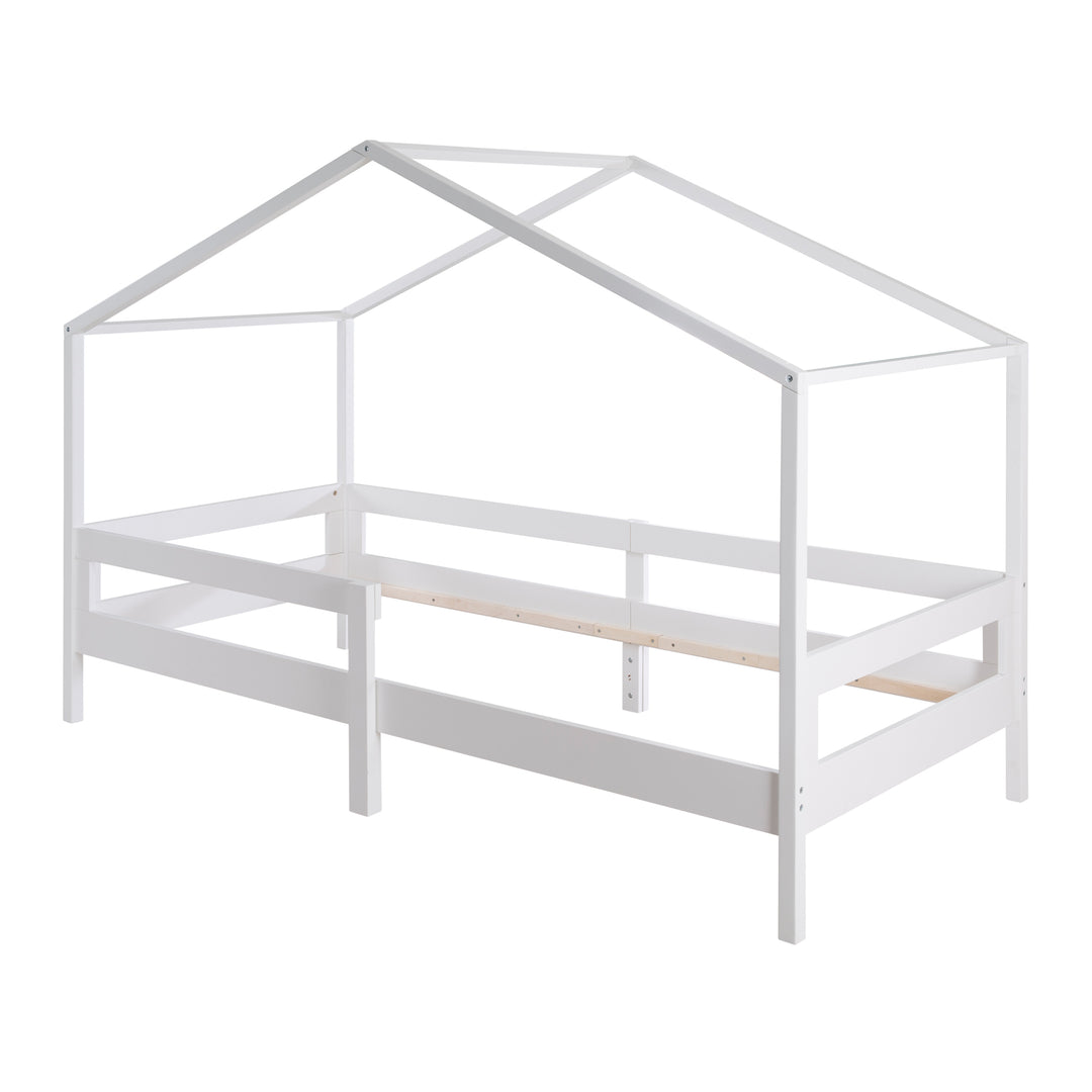 House Bed 90 x 200 cm with Side Rail - Montessori Children's Bed - Wood White – Cutout (2/13)