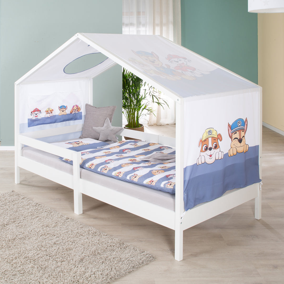 House Bed 90 x 200 cm with Side Rail - Montessori Children's Bed - Wood White – Lifestyle Image (3/13)