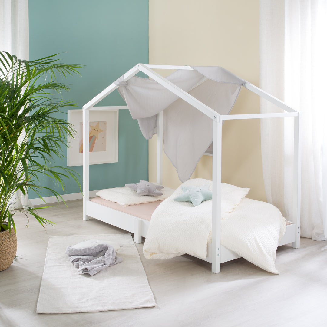 House Bed 70 x 140 cm - Floor Bed According to the Montessori Principle - Wood White – Lifestyle Image (3/13)