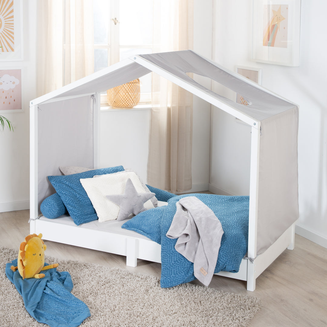 House Bed 70 x 140 cm - Floor Bed According to the Montessori Principle - Wood White – Lifestyle Image (5/13)