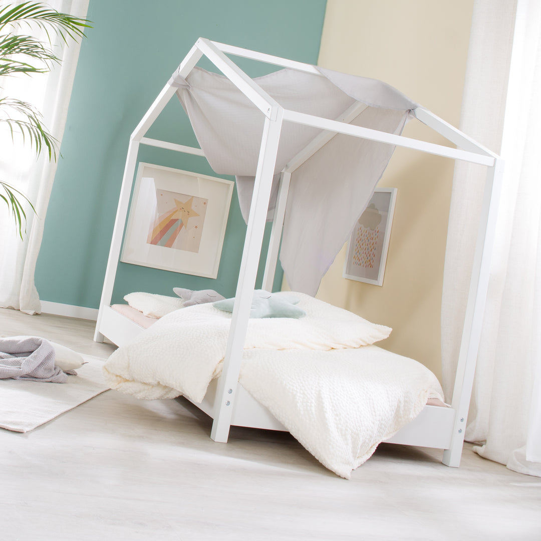 House Bed 70 x 140 cm - Floor Bed According to the Montessori Principle - Wood White – Lifestyle Image (6/13)