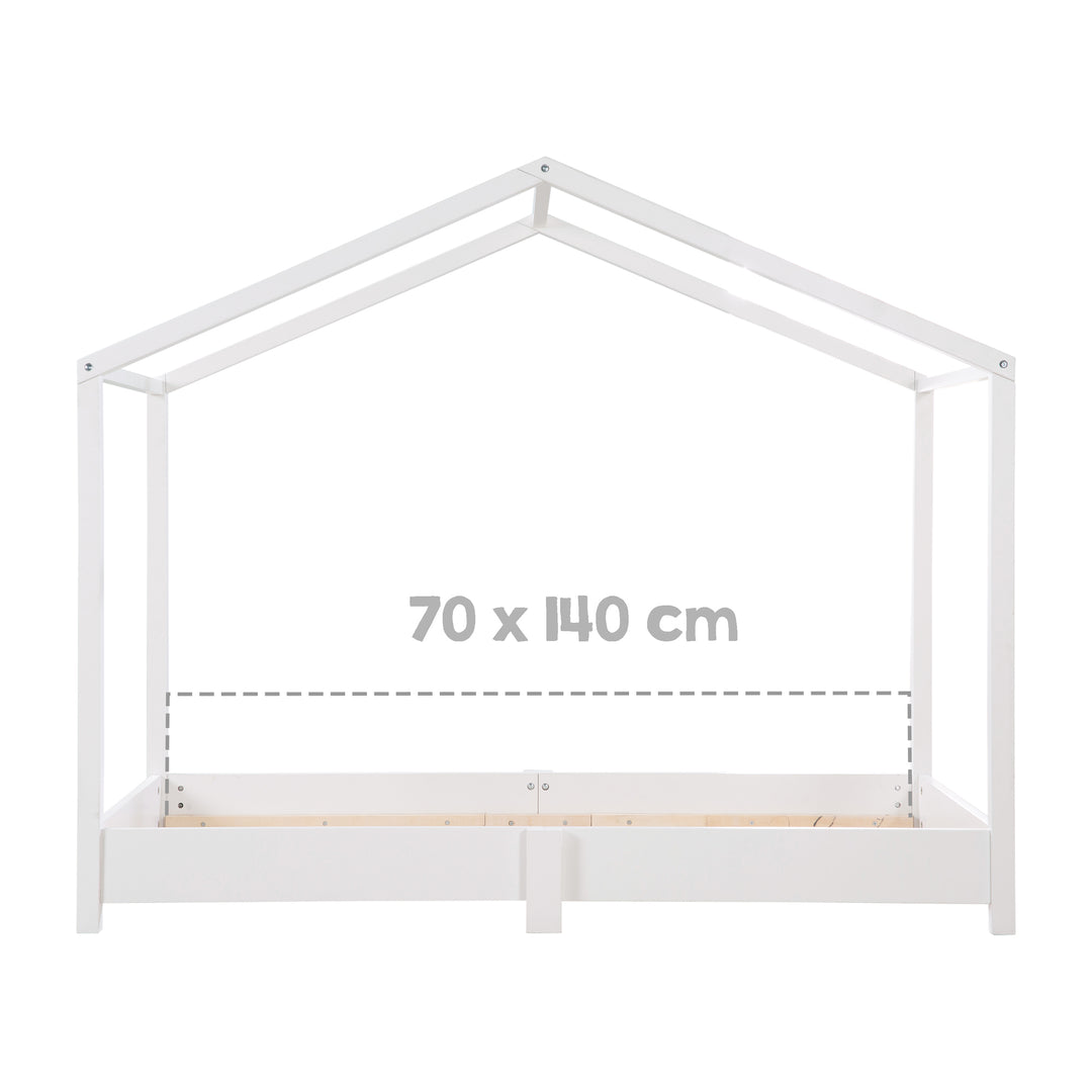 House Bed 70 x 140 cm - Floor Bed According to the Montessori Principle - Wood White – Infographic (10/13)