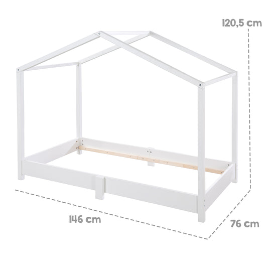 House Bed 70 x 140 cm - Floor Bed According to the Montessori Principle - Wood White – Infographic (11/13)