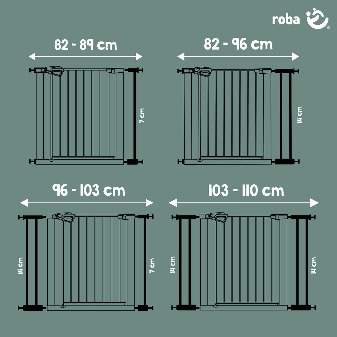 EasySafe+ barrière de porte et d'escalier - Largeur 75-82 cm - Extensible jusqu'à 110 cm - Noir – Infographie (5/11)