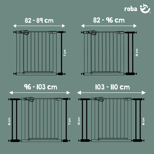 EasySafe+ barrière de porte et d'escalier - Largeur 75-82 cm - Extensible jusqu'à 110 cm - Noir – Infographie (5/11)