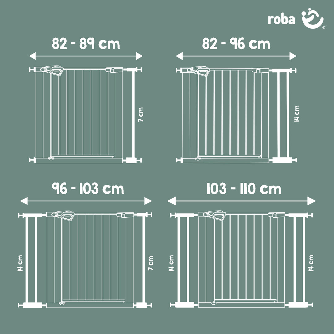 EasySafe+ barrière de porte et d'escalier - Largeur 75-82 cm - Extensible jusqu'à 110 cm - Blanc – Infographie (5/16)