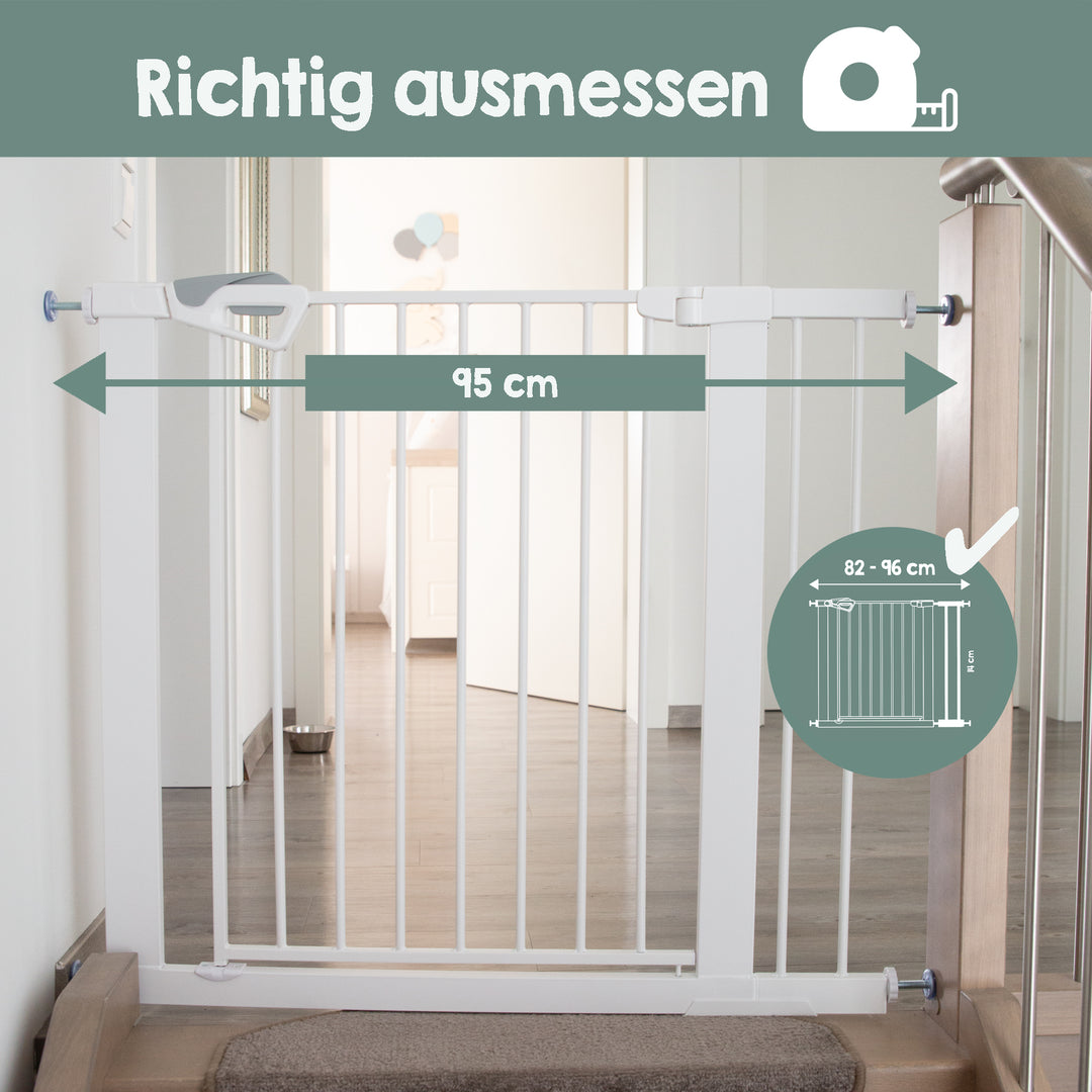 EasySafe+ barrière de porte et d'escalier - Largeur 75-82 cm - Extensible jusqu'à 110 cm - Blanc – Infographie (4/16)