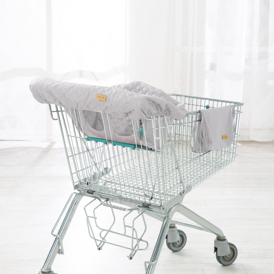 Copri carrello 'roba Style' per neonati con zaino porta-oggetti - Grigio chiaro – Foto d'ambiente (2/6)