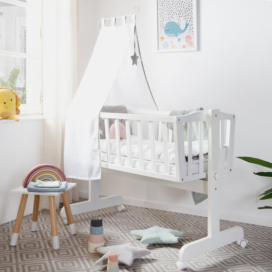 Set culla completo "Little Stars" con dotazione tessile in bianco / grigio – Foto d'ambiente (2/7)