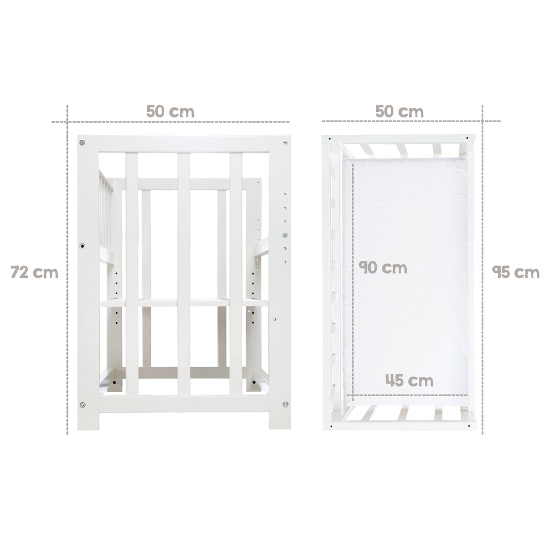 Crib 4 in 1 'Woodland Buddies' incl. Textile Accessories - White / Pastel Green – Infographic (9/14)