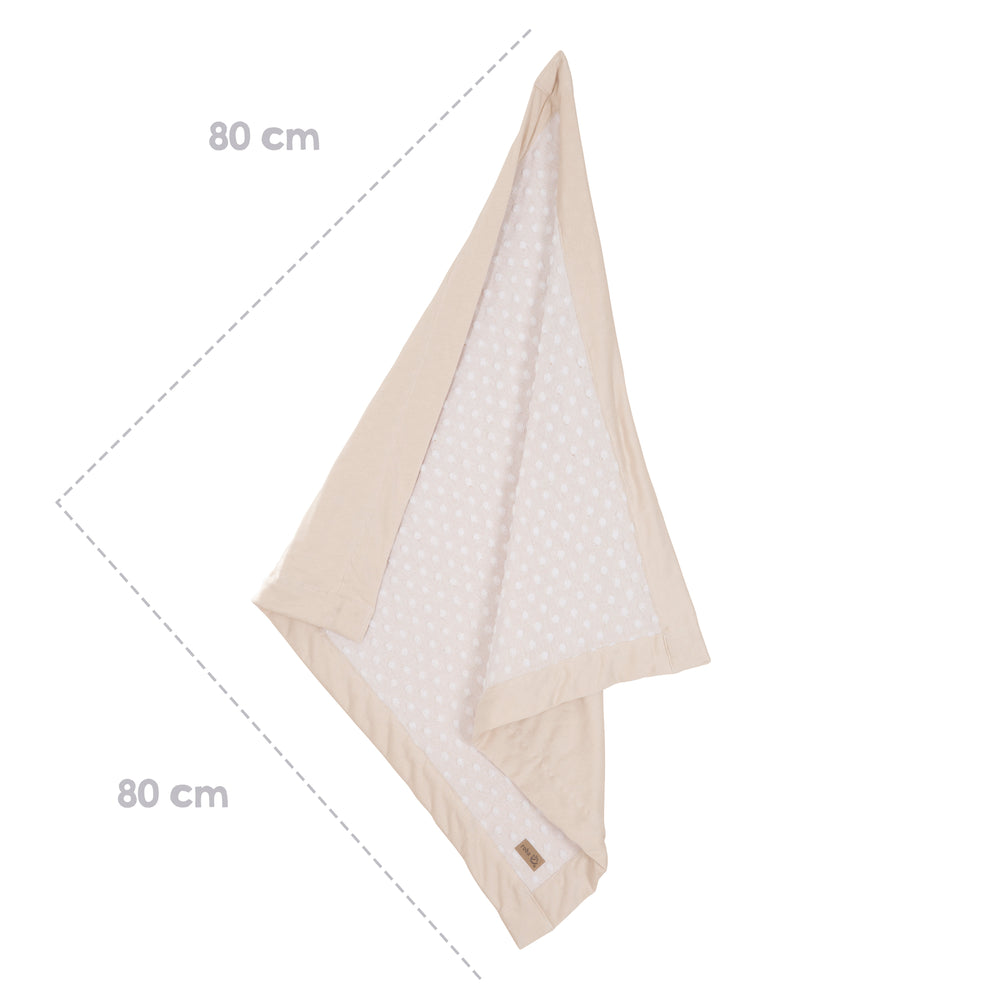 Babydecke 80 x 80 cm 'Frosty Almond' - GOTS & Oeko-Tex zertifiziert - Beige – Infografik (2/9)